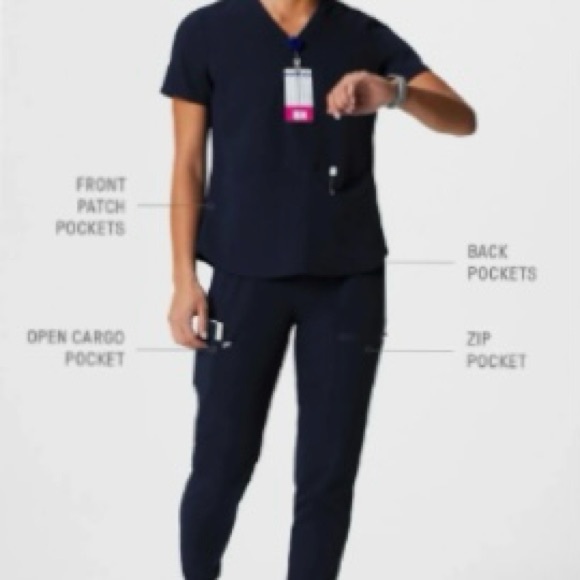 Fabletics Method 2-Pocket Top + High-Rise On-Call Jogger Scrub Set SZ L - Picture 3 of 10
